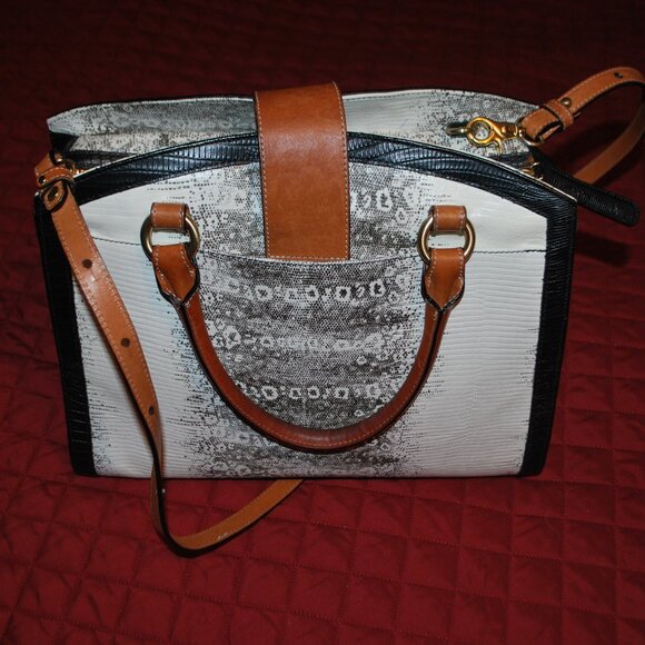 Brahmin Oxford Leather Satchel in Natural Bernini - Picture 3 of 12